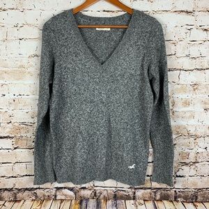 Hollister Black & Gray Marled V-Neck Sweater